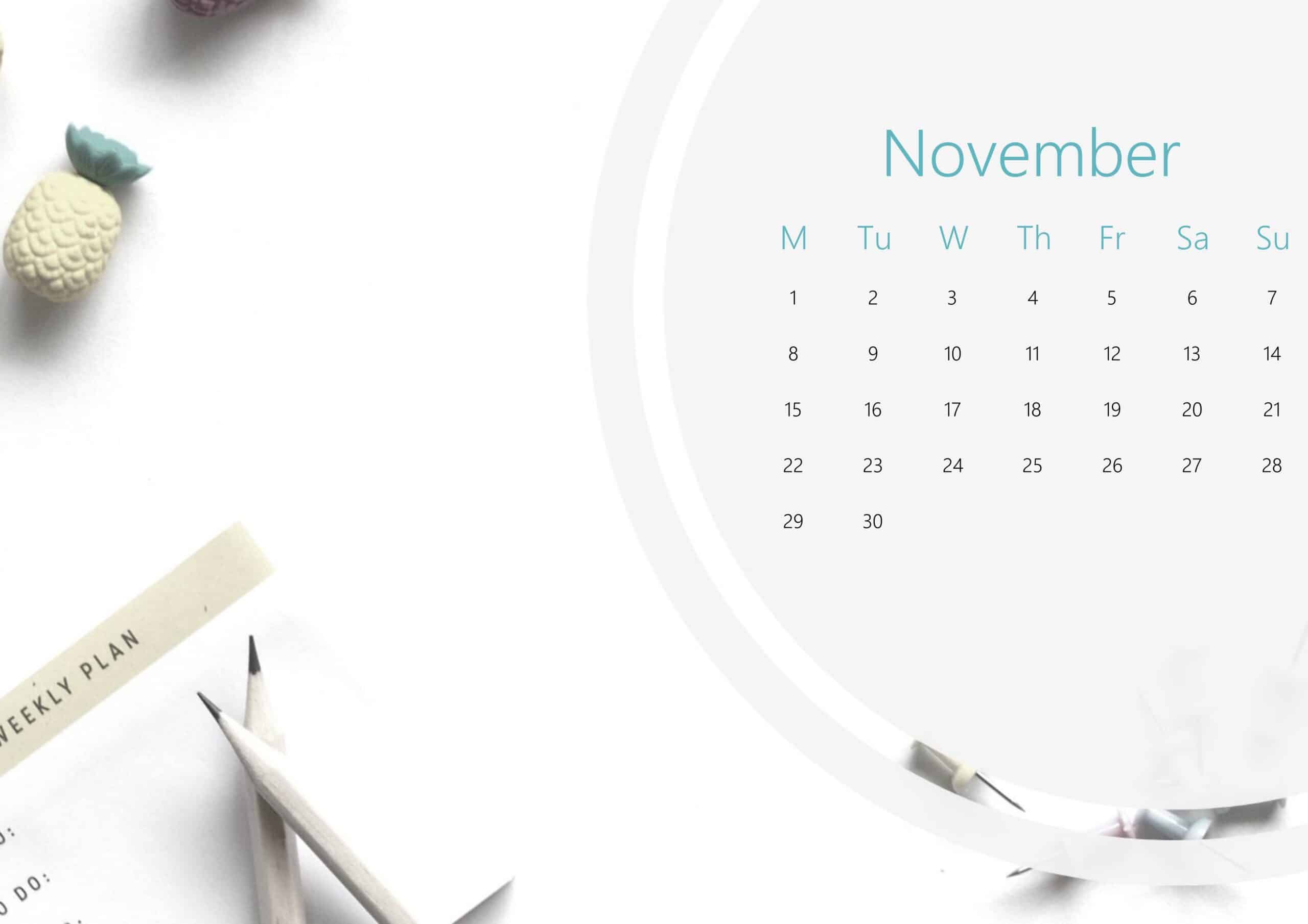 Cute November Calendar 2021