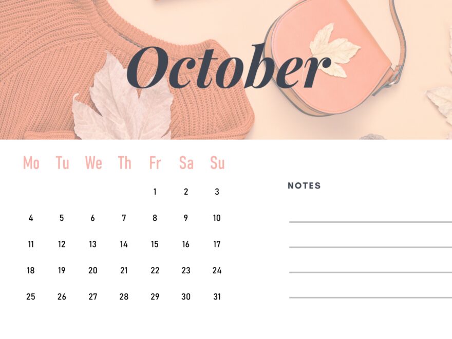 Cute October 2021 Calendar Wallpaper download