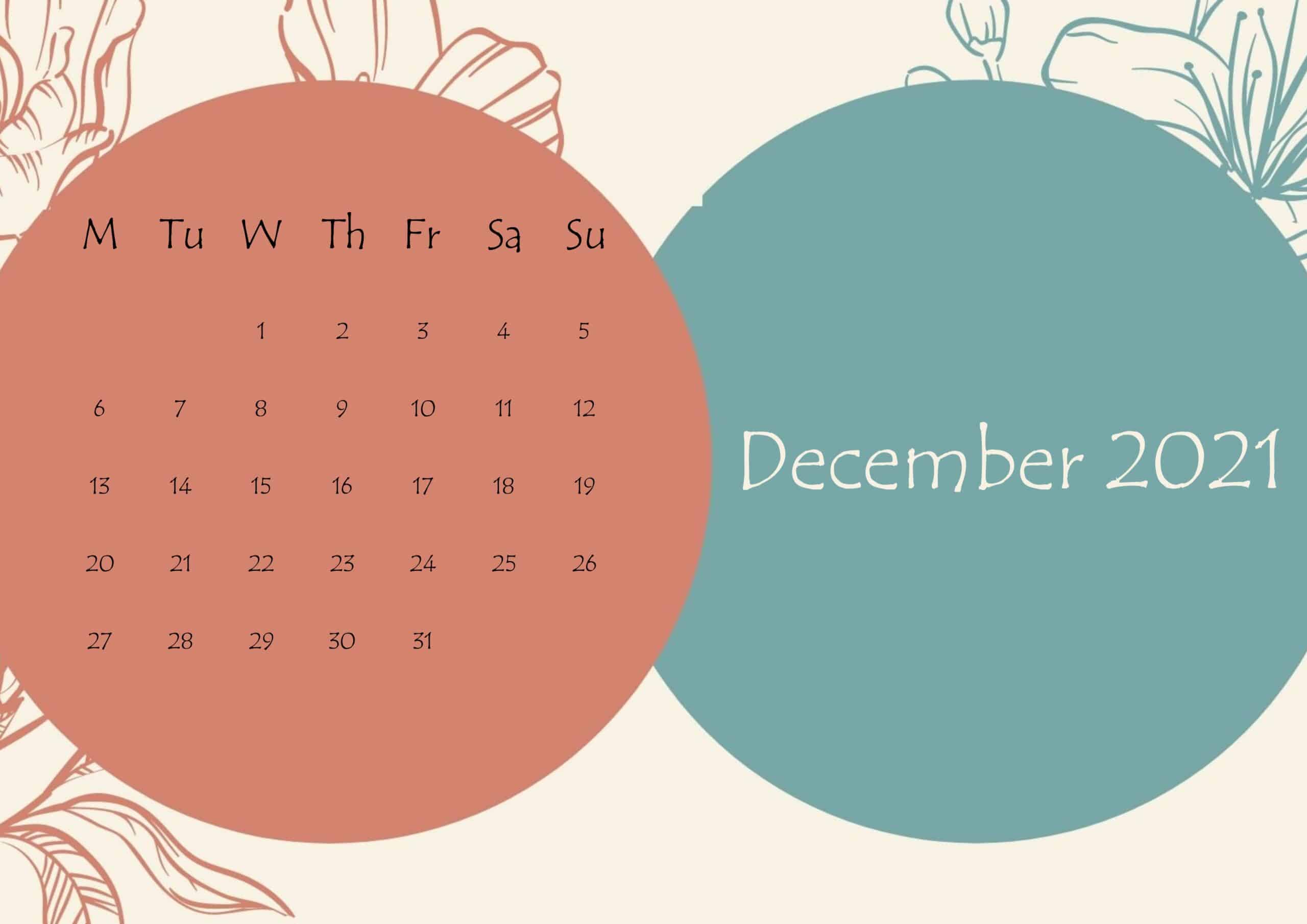 December 2021 Beautiful Floral Calendar