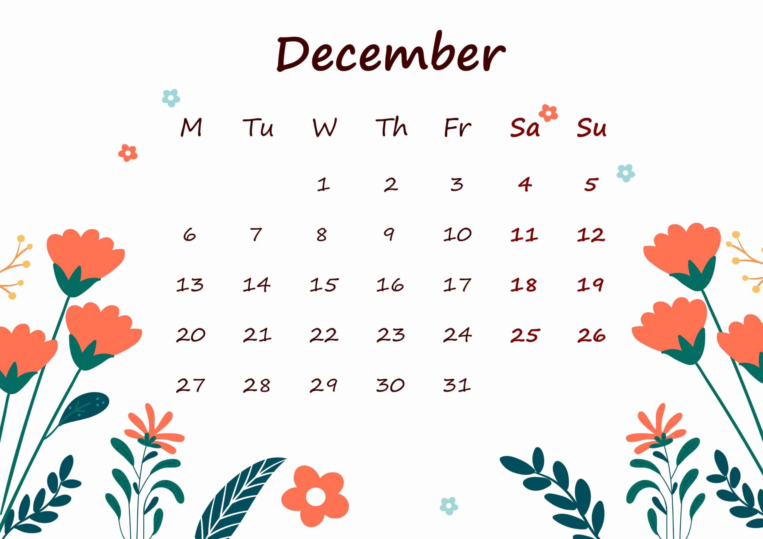 December 2021 Calendar Printable For Kids
