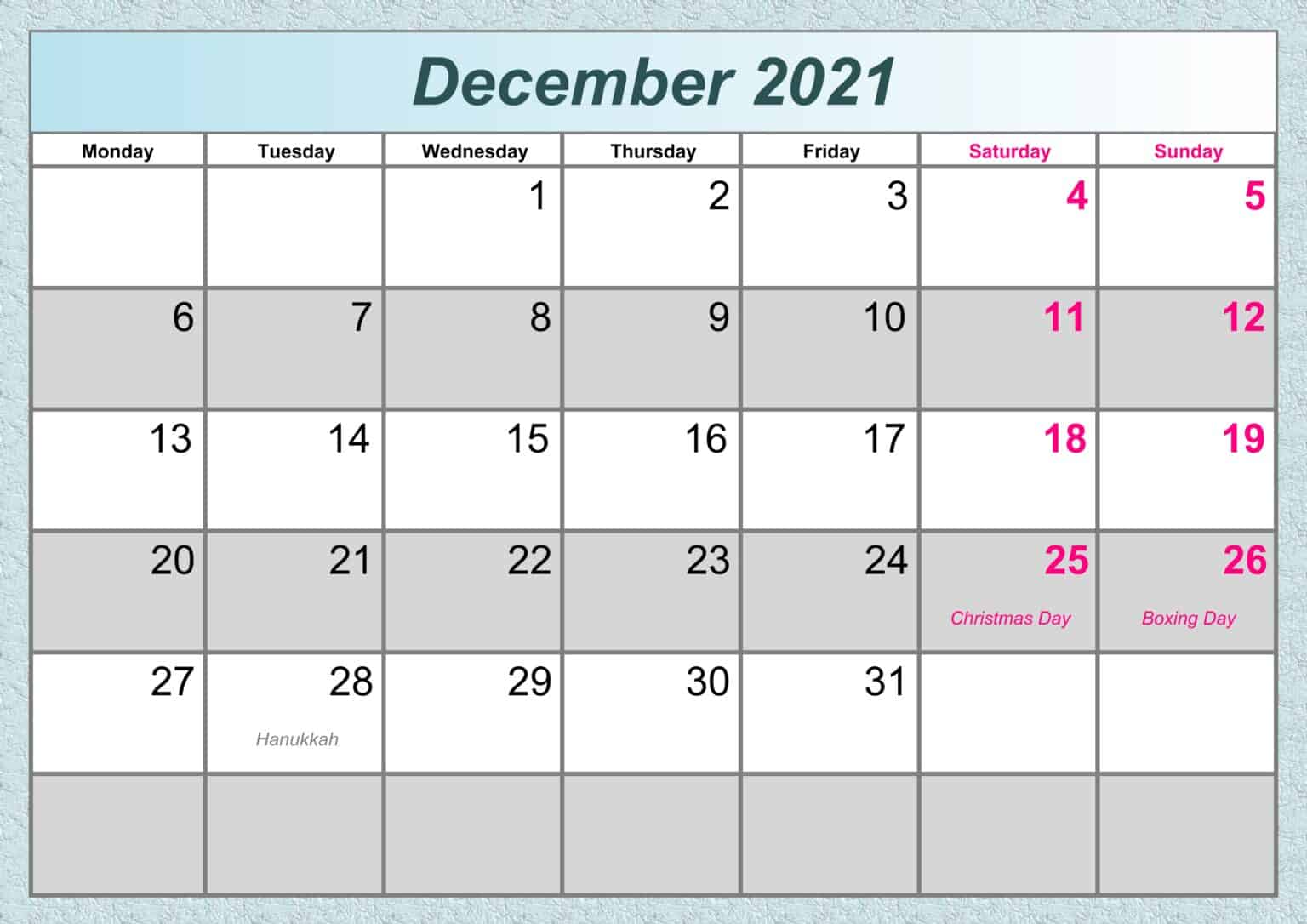 Printable December 2021 Calendar With Holidays | Free Printable Calendar