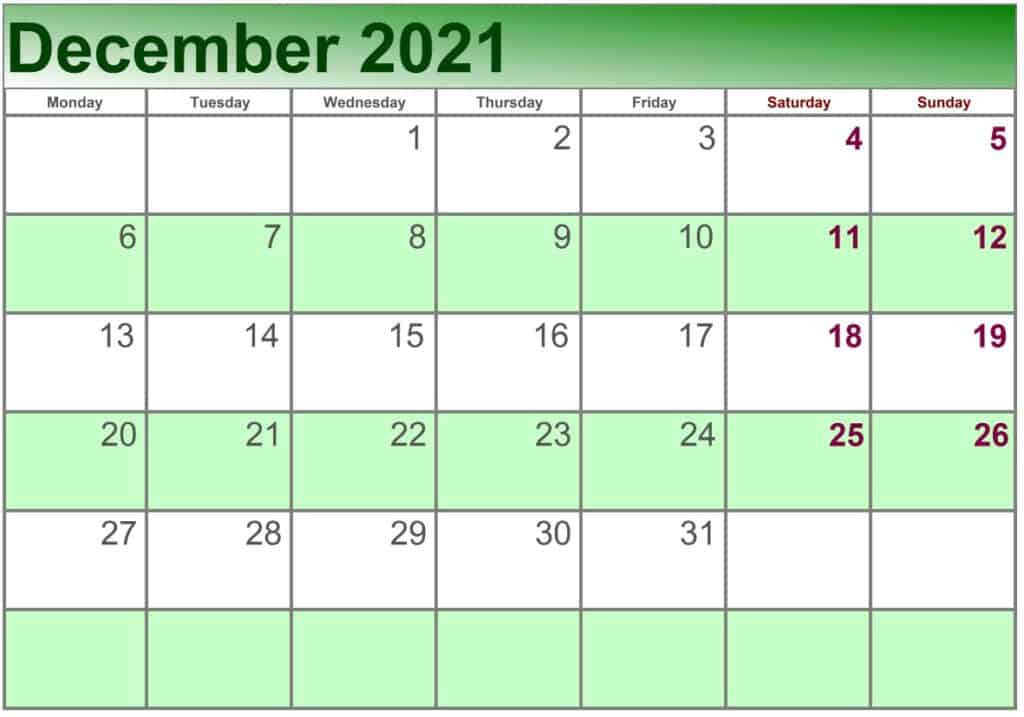 Printable December 2021 Calendar With Holidays Free Printable Calendar