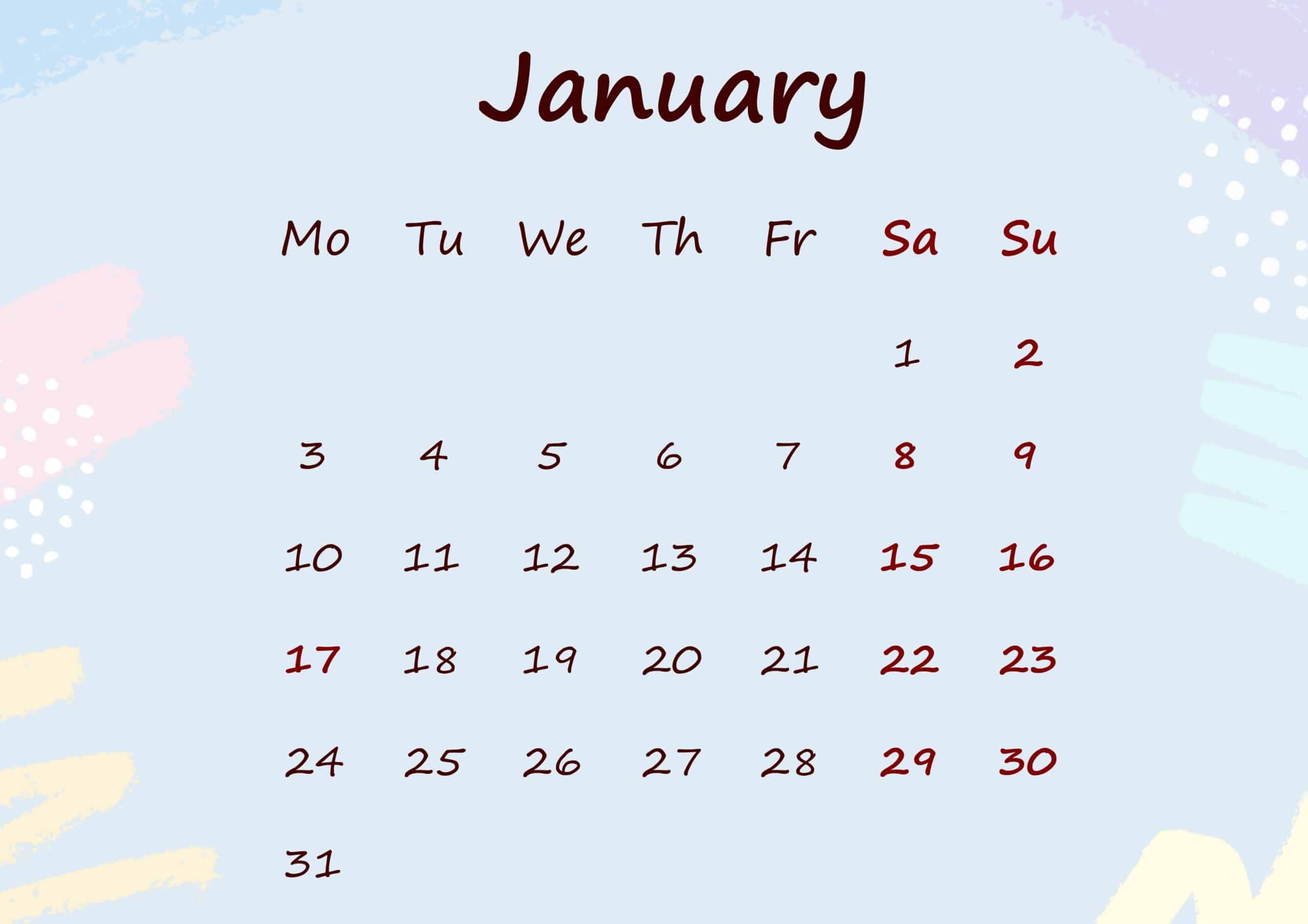 Floral Calendar January 2022