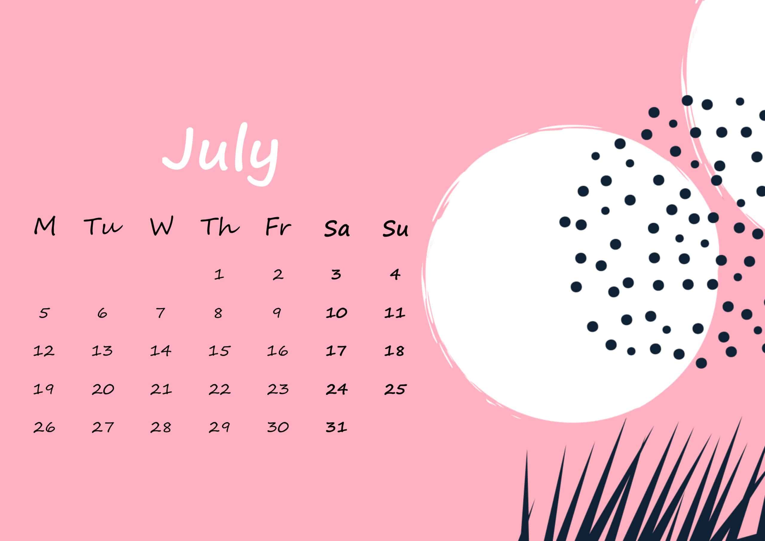 Floral July 2021 Calendar