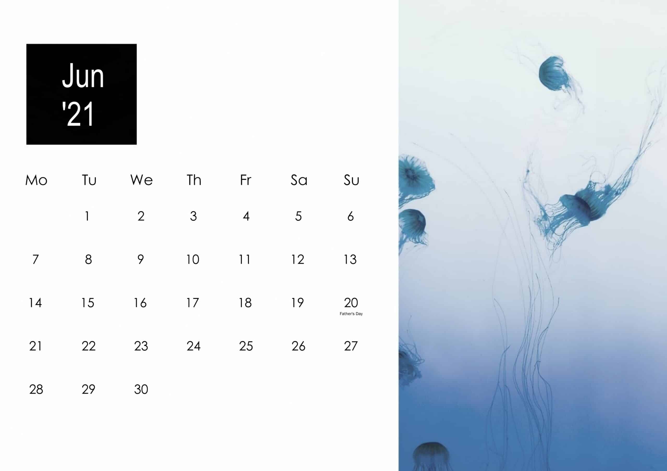 June 2021 Calendar Cute