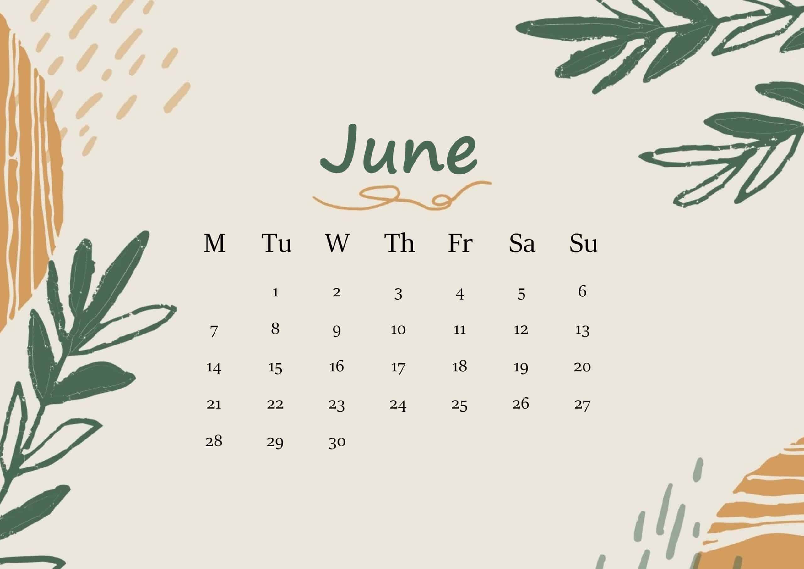June 2021 Calendar Floral