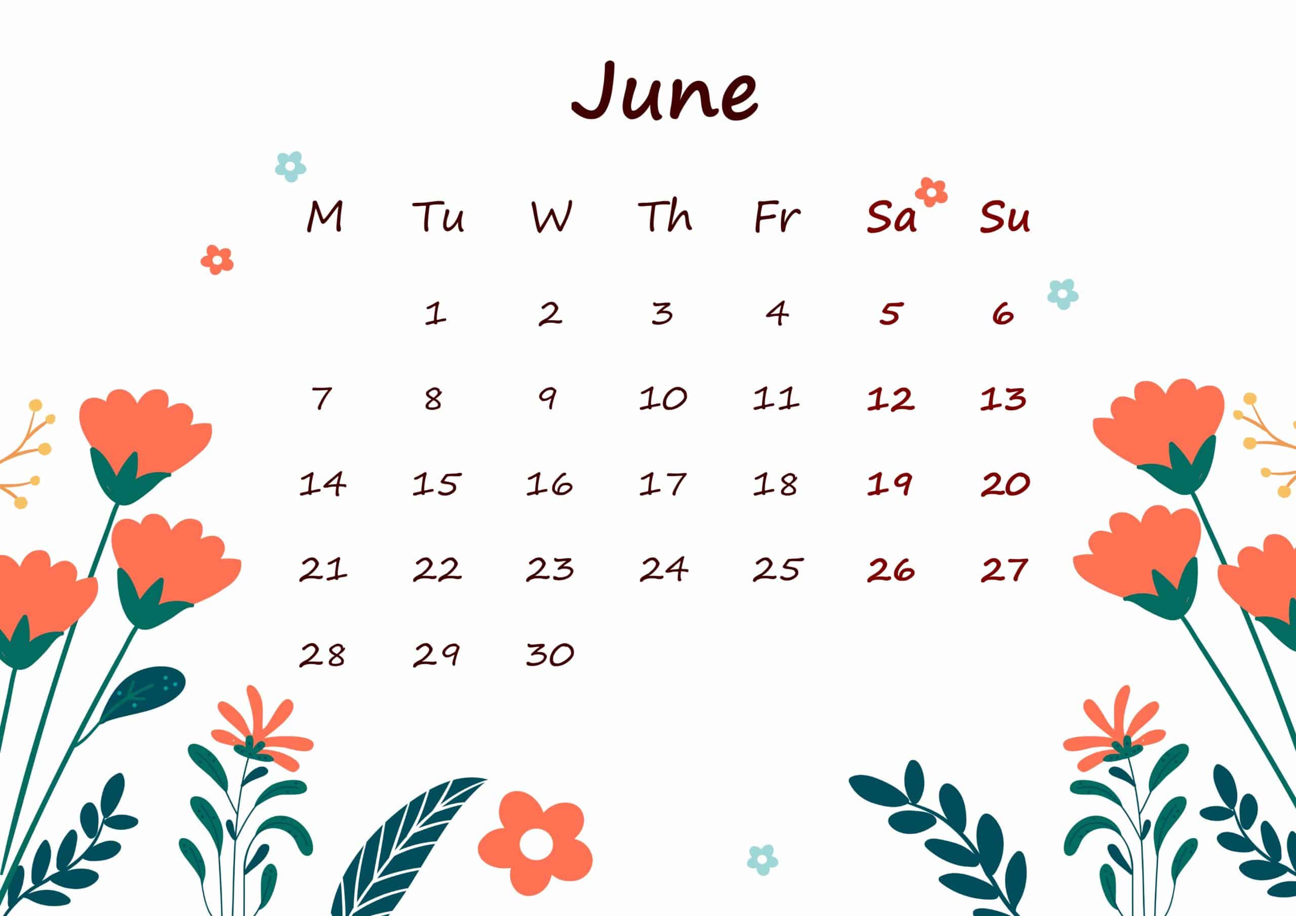 June 2021 Calendar Printable For Kids