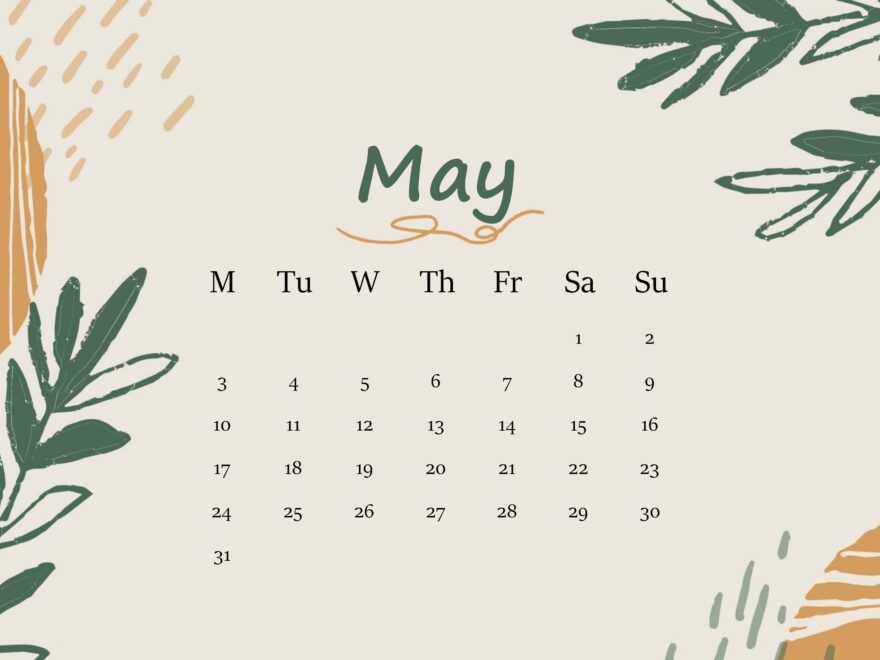 May 2021 Calendar Floral