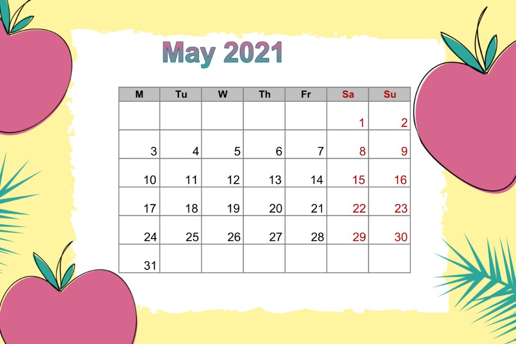 Floral Printable Calendar For May 2021 Free Printable Calendar