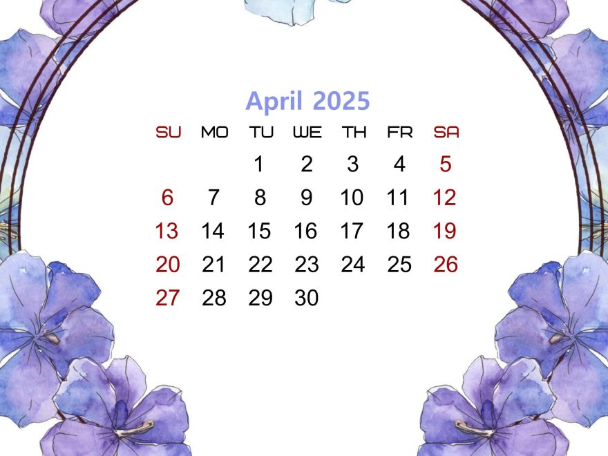 Floral Printable calendar for April 2025