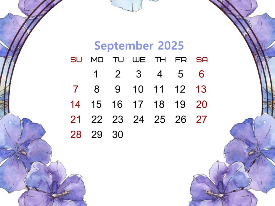 Floral Printable calendar for September 2025