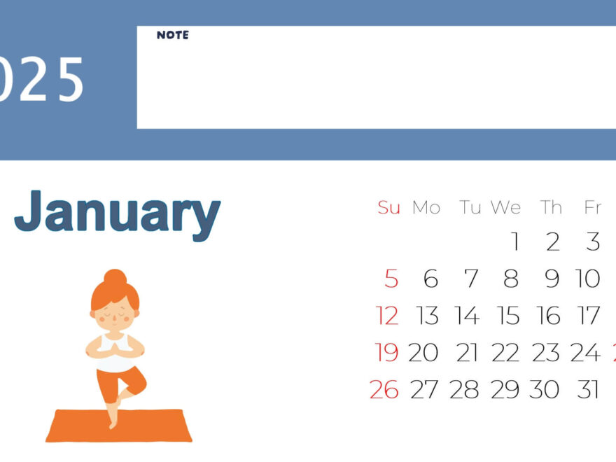 Printable calendar with notes for January 2025